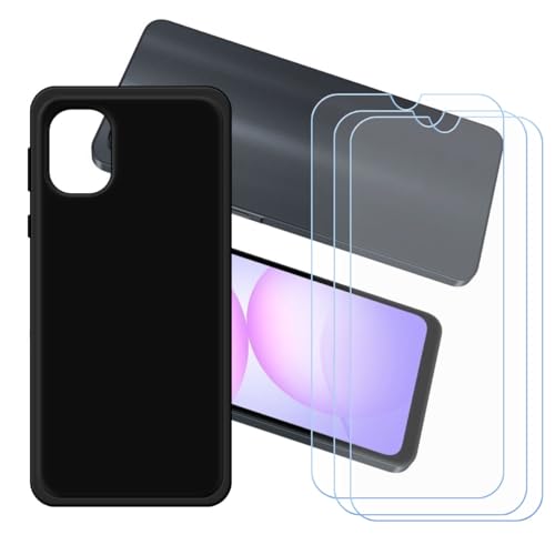 Samsung Galaxy A07 4G�pGYDQQKJ�P�[�X+3�̋����K���X�X�N���[���v���e�N�^�[�t�B�����A�\�t�g�P�[�X�J�o�[�\�t�g�V���R���W�F��TPU�P�[�X�J�o�[�i6.70 "�j