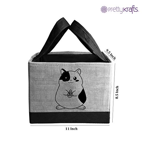 Image of PrettyKrafts Square Storage Organizer Box (Jute Grey, Standard) - Pack of 3