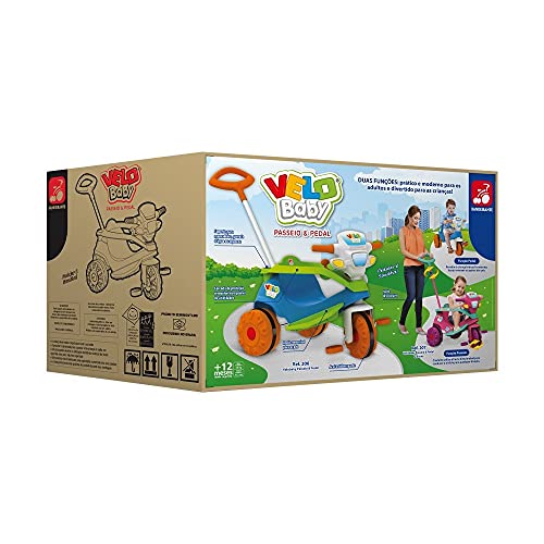 Triciclo Velobaby Passeio e Pedal, Brinquedos Bandeirante, Multicor