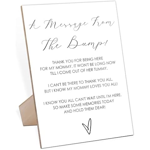 Baby Shower Game for A Message From The Bump,Wooden Baby Shower Game Sign With Stand,Minimalist Baby Shower Table Decoration,Baby Shower Welcome Sign,Party Supplies,Gender Reveal Ideas,-9 Cover