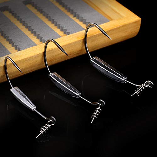 Weighted-Swimbait-Hooks-Jig-Heads-Soft Plastic Worm Fishing Hooks 3/0 4/0 5/0 6 Pack (Size 3/0,1/8Oz 3.5G, 6-Pack) #TOP5
