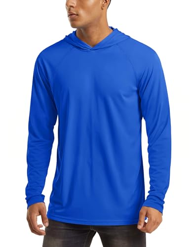 Image of MAGCOMSEN Men's Hooded UPF 50+ Sun Protection T Shirts Long Sleeve Athletic Fishing Shirts Rash Guards