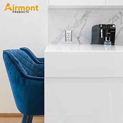 (Pack Of 2) Airmont Products Ap-10401 Duplex Receptacle Stainless Steel Wall Plate Switch And Electrical Outlet Cover, 1-Gang Standard Size 4.50" X 2.76", Corrosive Resistant Made Of Unbreakable Metal #TOP1