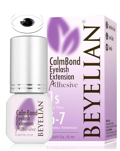BEYELIAN Sensitive Eyelash Extension Glue 0.17fl.oz/5ml / 1Sec Drying Time/Retention 6-7 Weeks/Black Adhesive/Professional Hypoallergenic Formaldehyde-Free Lash Extension Glue Supplies