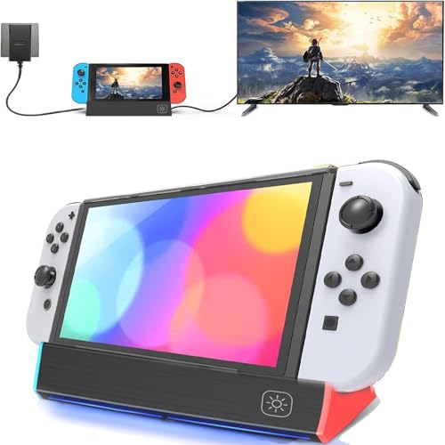 Switch & Switch 有機EL用ドック switchドックスイッチ ドック【 HDMI変換・TVモード・USB】switch tv 出力 スタンド ドックセット switch dock高出力対応充電スタンド 小型 Type-C USBポート2つ搭載switchライト テレビ接続 HDMI変換/TVモード/充電モード 急速充電 コンパクト switch ドック代用品 (Switchドック)