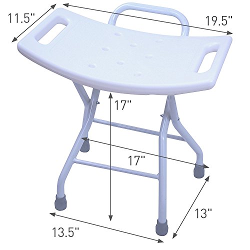 Folding Shower Seat Stool - Portable Assist Bath Bench Chair with Hand Grab for Seniors, Disabled, or Home Care Comfort by BrightCare