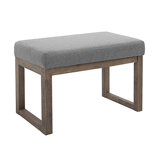 Homestripe 27 Inch Wide Rectangle Ottoman Bench Grey Footstool, Linen Look Polyester Fabric for Living Room, Bedroom, Grey Homestripe 27 Inch Wide Rectangle Ottoman Bench Grey Footstool, Linen Look Polyester Fabric for Living Room, Bedroom, Grey