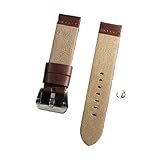 Cinturino For Orologio In Pelle E Nylon, In Tessuto Denim Retrò, Adatto For Omega, For Seiko, Universale Da Polso For Uomo Donna(Khaki,22mm)