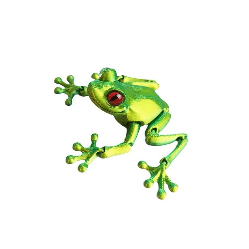 Jnchdghwa 3D Printed Simulated Frog Figurines Movable Animal Figurines Home Decor Desktop Ornament 3D Printed Toys A