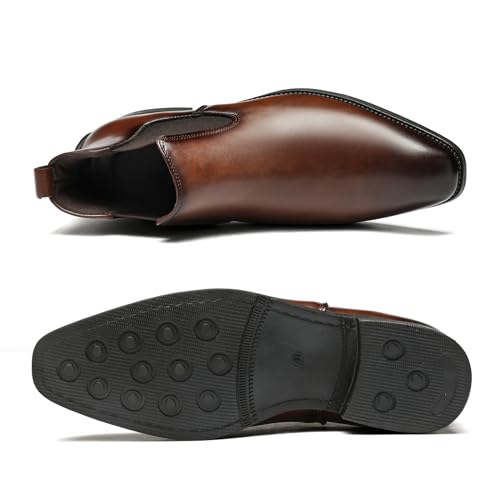 SANNAX Chelsea Botas masculinas clássicas de couro para negócios, sapatos casuais de couro para home