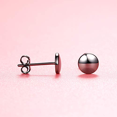 Black Stud Earrings 925 Sterling Silver Dot Studs 3Mm-8Mm Options, Flat Round Disc Earring Hypoallergenic Jewelry (3Mm) #TOP4