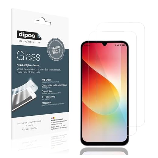 dipos I 2x Screen Protector compatibel met Xiaomi Redmi 15A 5G 9H Flexibele glazen bescherming