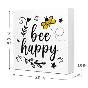   Be-Happy-Honey-Bee-Wooden-Plaque-Sign-Desk-DecorRustic-Inspirational-Wood-Block-Sign-Desk-Decorations-for-Summer-Home-Living-Room-Office-Garden-Shelf-Table-Decor