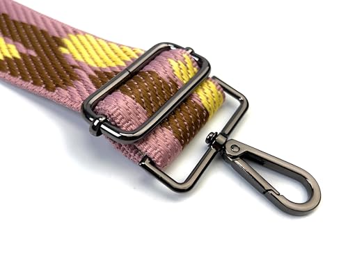 Image of Purse Strap Replacement for Crossbody Bags & Handbags | Premium Webbing with Gunmetal Black Hardware Clip-On Installation Adjustable Length Comfortable Wide Guitar Style Strap