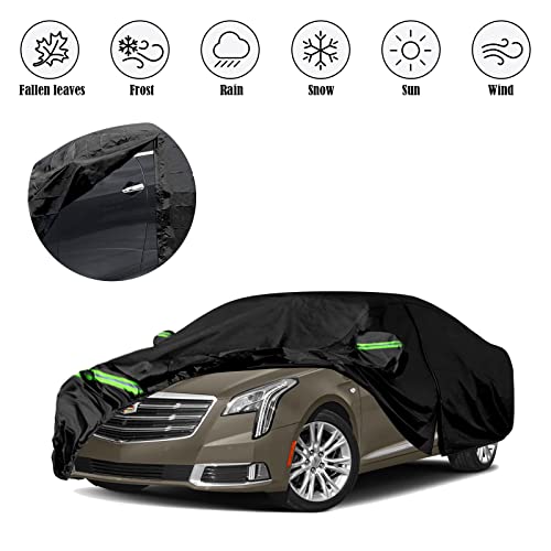 Waterproof Car Covers Replace for 2013-2019 Cadillac XTS/XTS-V, 6 Layers All Weather Car Cover with Zipper Door & Windproof Bands for Snow Rain Dust Hail Protection by sportuli - Image 9