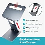 Lifelong Aluminum Adjustable Laptop Stand, Extra Tall 20" Riser, Grey - Image 6