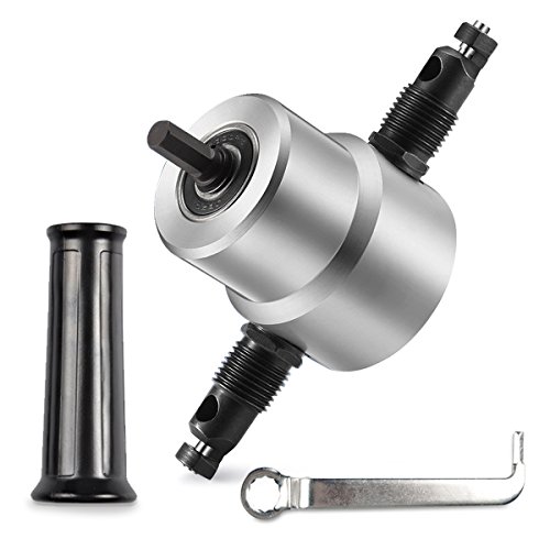 Scomer Flexible Double-Headed Metal Plate Nibbler Hole Saw Cutter Drill Attachment 360 Degree Multipurpose with Wrench and Extra Nibbler Parts DIY Tool