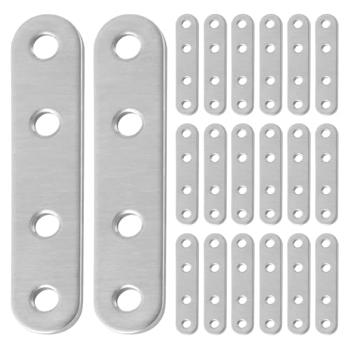 20 staffe in metallo per legno, staffe piatte per legno, piastre di giunzione per legno bianco, staffe per dormire, piastre di riparazione, staffe piatte dritte, piastra di fissaggio in metallo,