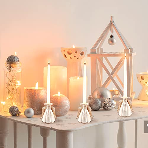 Rose Gold Angel Candlestick Holders Set Of 3 For Taper Candles Vintage Modern Decorative Centerpiece Candlestick Holder For Table Home Decor, Wedding, Dinning, Party, Mantel Housewarming Gift #TOP3