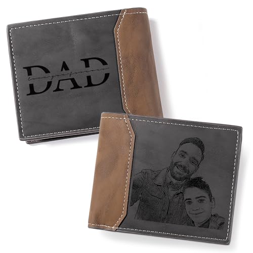 Easycosy Custom Wallet for Men Personalized Photo Wallet Engraved Customized Picture Gifts for Him, Boyfriend Husband Dad Father Anniversary Birthday Gifts Style 8