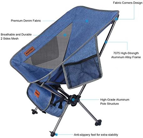 RISEPRO Camping Ultralight Portable Folding Chair with Carry Bag Outdoor Backpacking Hiking Picnic Fishing