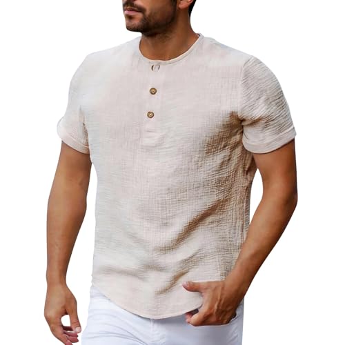 T-shirt décontracté uni à col tunisien finitions haut de gamme homme
