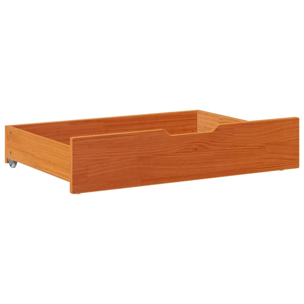 Genérico Cajones Debajo Cama con Ruedas 2 uds Madera Maciza Pino marrón,Productos del hogar,Organización y Almacenamiento,Cajones de almacenaje doméstico,850928