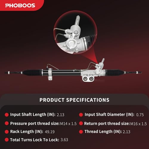 PHOBOOS Hydraulic Power Steering Rack and Pinion Assembly Compatible with Nissan Titan 2004-2015, Armada 2005-2015, Pathfinder Armada 2004 & Infiniti QX56 2004-2012, V8 5.6L, New Unit, Ref. 97-3023 by PHOBOOS - Image 3