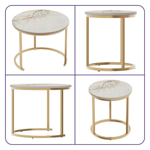 Image of Wakefit Kaltos Coffee Table I Marble Finish I Vitrified Tile Top I Vibranium Brown