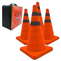 4x18 Zoll (45cm) Pylone Faltbar Leitkegel Verkehrskegel Reflektierender Sicherheitskegel Pop-Up Warnkegel Orange