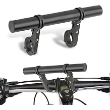 1 PC Bicycle Handlebar Extender, 7.87" Aluminum Alloy Handlebar Extension with Double Mounting Clamp Bracket, Bracket Extension with Anti-Slip Gasket for Bike Black