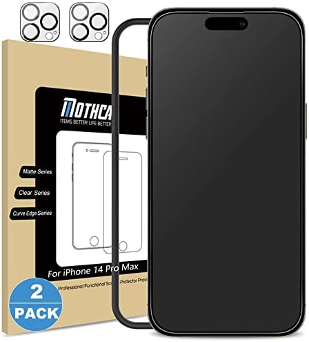 Mothca [2+2 Pack Matte Glass Screen Protector for iPhone 14 Pro Max with Camera Lens Glass Protector Anti-Glare & Anti-Fingerprint Tempered Glass Clear Film Bubble Free Case Friendly Smooth as Silk