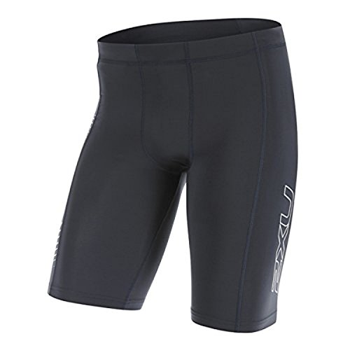 2XU Men's Hyoptik Compression Shorts, Steel/Luminescent, Medium