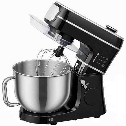 HOMCOM Digital Stand Mixer, 6L 1400W Tilt-Head Food Mixer with 11 Speeds, Pulse & Fermentation Function, LED Display, Dough Hook and Scraper, Whisk, Beater, Egg Separator, Dishwasher-Safe Bowl, Black