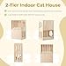 Tangkula 2-Tier Luxury Wood Cat House, Wooden Kitten Cage Condo with 2 Washable Plush Cushions, 2 Access Holes, Indoor Pet Playpen Cat Catio End Side Table Nightstand, Ventilated Cat Bed Furniture