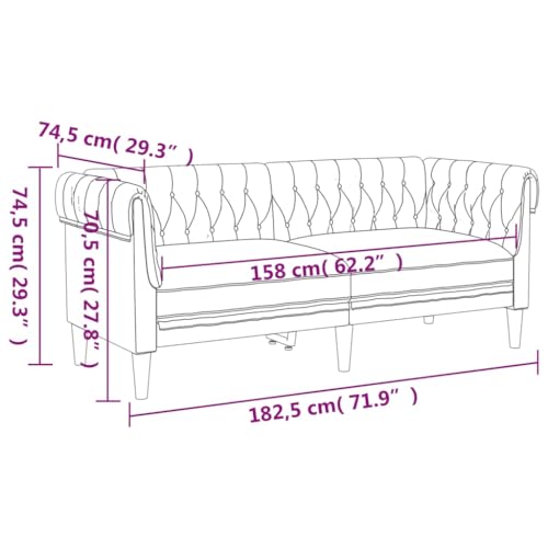 Hommdiy Chesterfield Sofa, Couch mit Armlehnen Rückenlehne Stützbeine, Polstersofa für Wohnzimmer, Couchgarnitur, Modern Sofa,2-Sitzer,Dunkelbraun – Bild 3