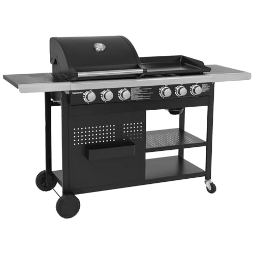 Barbecue duo au gaz VESUVIO - 3 brûleurs + plancha 3 brûleurs - 18kW