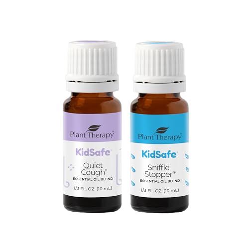 Image of Plant Therapy KidSafe Quiet Cough & Sniffle Stopper Essential Oil Blends for Diffusion, 10 mL (1/3 oz) Each, 100% Pure, undiluted, Natural Aromatherapy for Respiratory Support