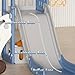 KORIMEFA 5-in-1 Toddler Slide Playset with Basketball Hoop & Storage – L-Shaped Indoor/Outdoor Slide for Kids Ages 1-3, Easy Assembly Baby Playground Toys, Blue
