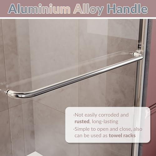 ELEGANT Shower Doors 46.5-48\" W x 72 in. H, Semi-Frameless Bypass Sliding Shower Door, 1/4 in. Clear Glass Shower Enclosure, Chrome Finish - Thumbnail 6