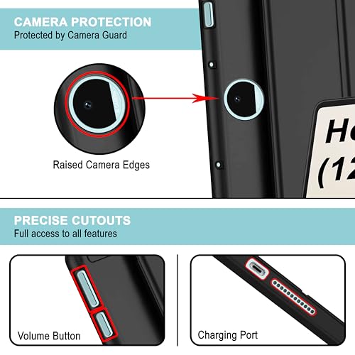 Image of CEDO Tri-Fold for Honor Pad 9 (12.1 in) Smart Case Flip Cover with Multi Viewing Angles Stand | Leather Finish | Heat Dissipation | TPU Backcover (Black)