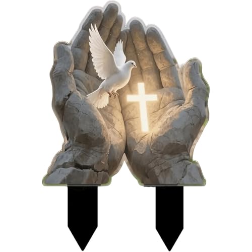 JACKANNA Ange funéraire artificiel résistant aux intempéries avec arrangement funéraire de Toussaint, plaque de cour 2D, acrylique, décoration funéraire, pelouse, parterres de fleurs, terrasse, balcon