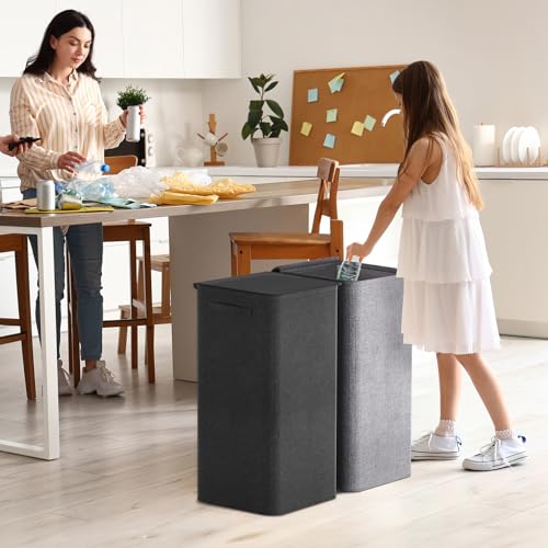 Lifewit 100L Pfandflaschen Sammelbehälter mit Deckel, Schwarz – Ansicht 6