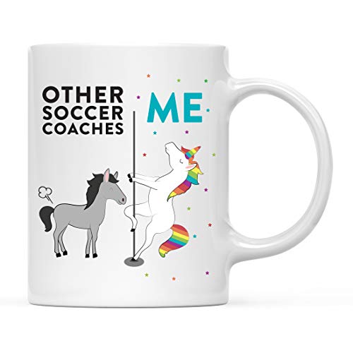 Andaz Press Funny Quirky 11oz. Ceramic Coffee Tea Mug Thank You Gift, Other Soccer Coaches Me, Horse Unicorn, 1-Pack, Birthday Christmas Gift Ideas Coworker Him Her, Gift Box