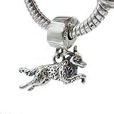 Bolenvi Border Collie Dog German Shepard 925 Sterling Silver Charm Bead for Pandora & Similar Charm Bracelets or Necklaces
