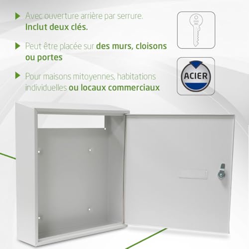 Boîte aux lettres intérieure blanche Amig 40x36cm pour porte ou mur - 6