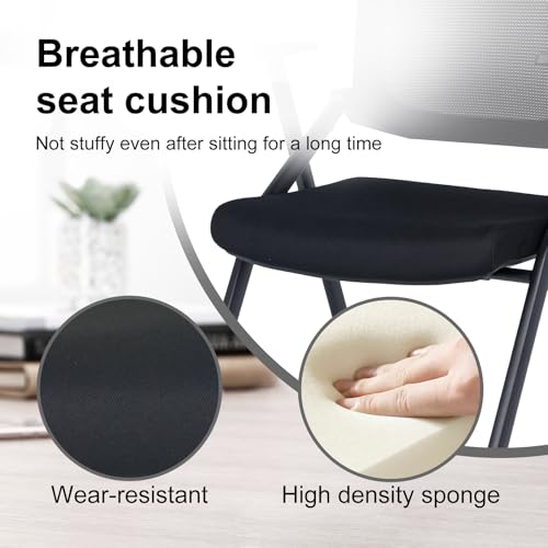 Image of Upgraded Folding Chair with Wheels and Padded, Ergonomic Mesh Back and Arms for Office, Meetings, Conferences, Receptions, Training Rooms & Folding Office Chairs