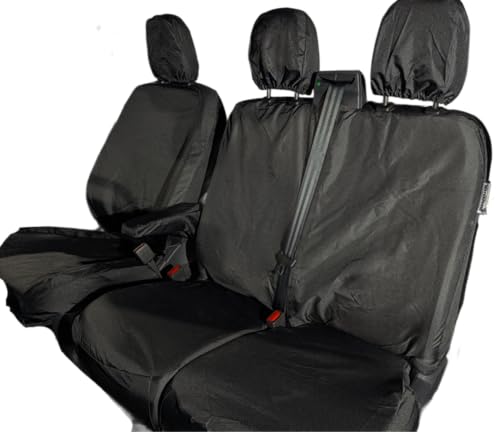 Waterproof Seat Covers to fit the Ford Transit Custom 2024 Onwards, Tailored to Fit, Heavy Duty, Front 3 Seat Set - Single and Double, For Model without Fold Down Tray