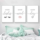 Eyelash Décor Makeup Wall Art Lash Decorations for Room Lips Canvas Wall Art Fashion Wall Quotes...