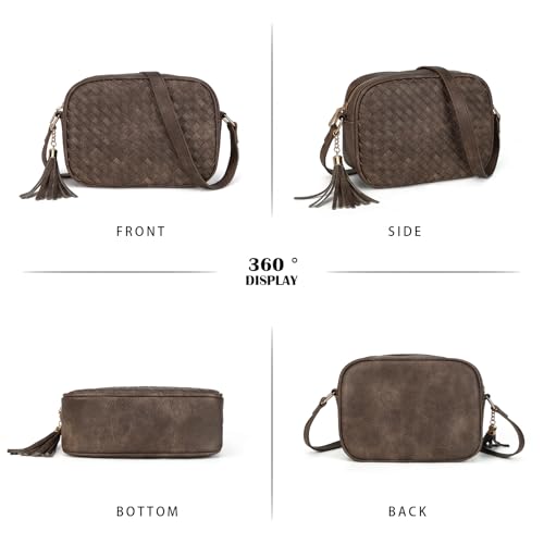 Image of AFKOMST Woven Crossbody Bag, Small Summer Purse and Boho Bag for Women | Vegan Leather, Roomy Space, 2.3L Capacity, fits iPad mini /Long Wallet /Kindle, Versatile for Daily Use /Casual /Date /Office